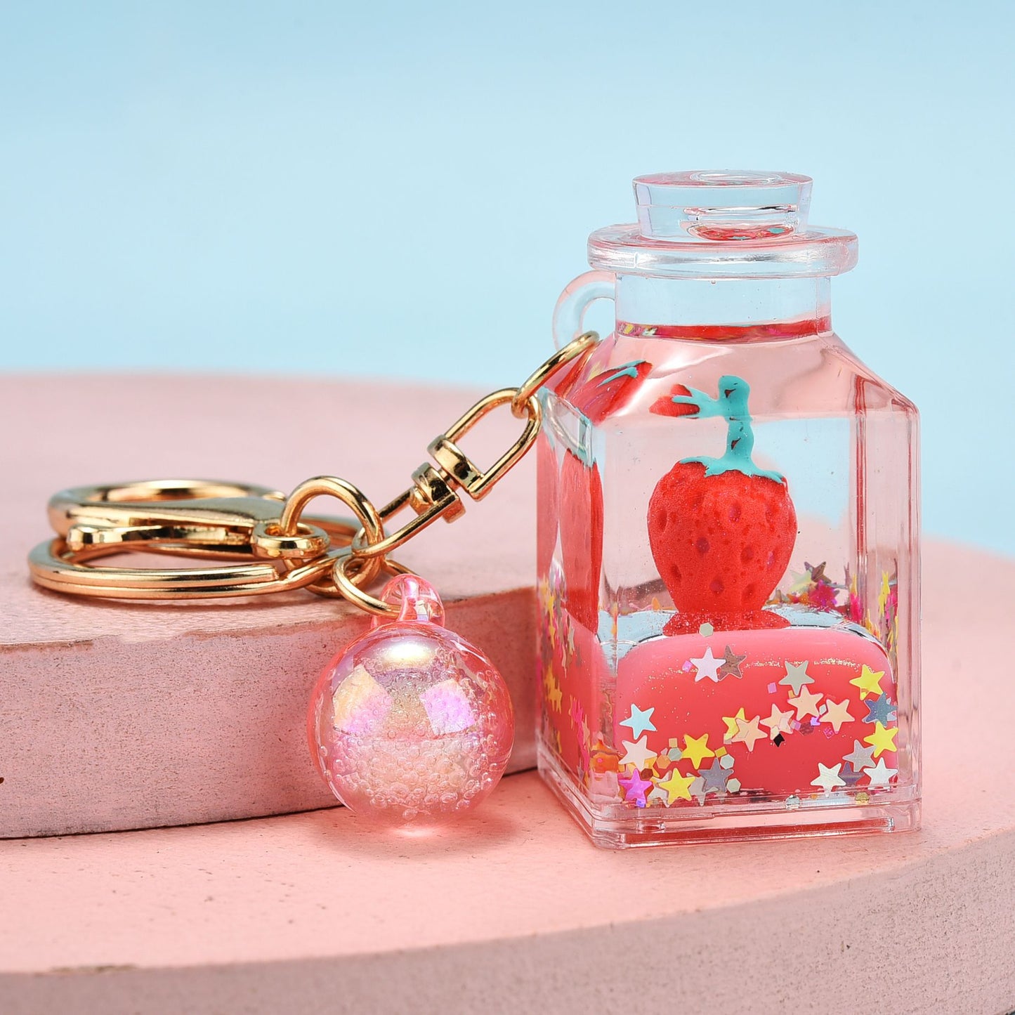 Acrylic Quicksand Oil Keychain Floating Liquid Glitter Bag Accessory