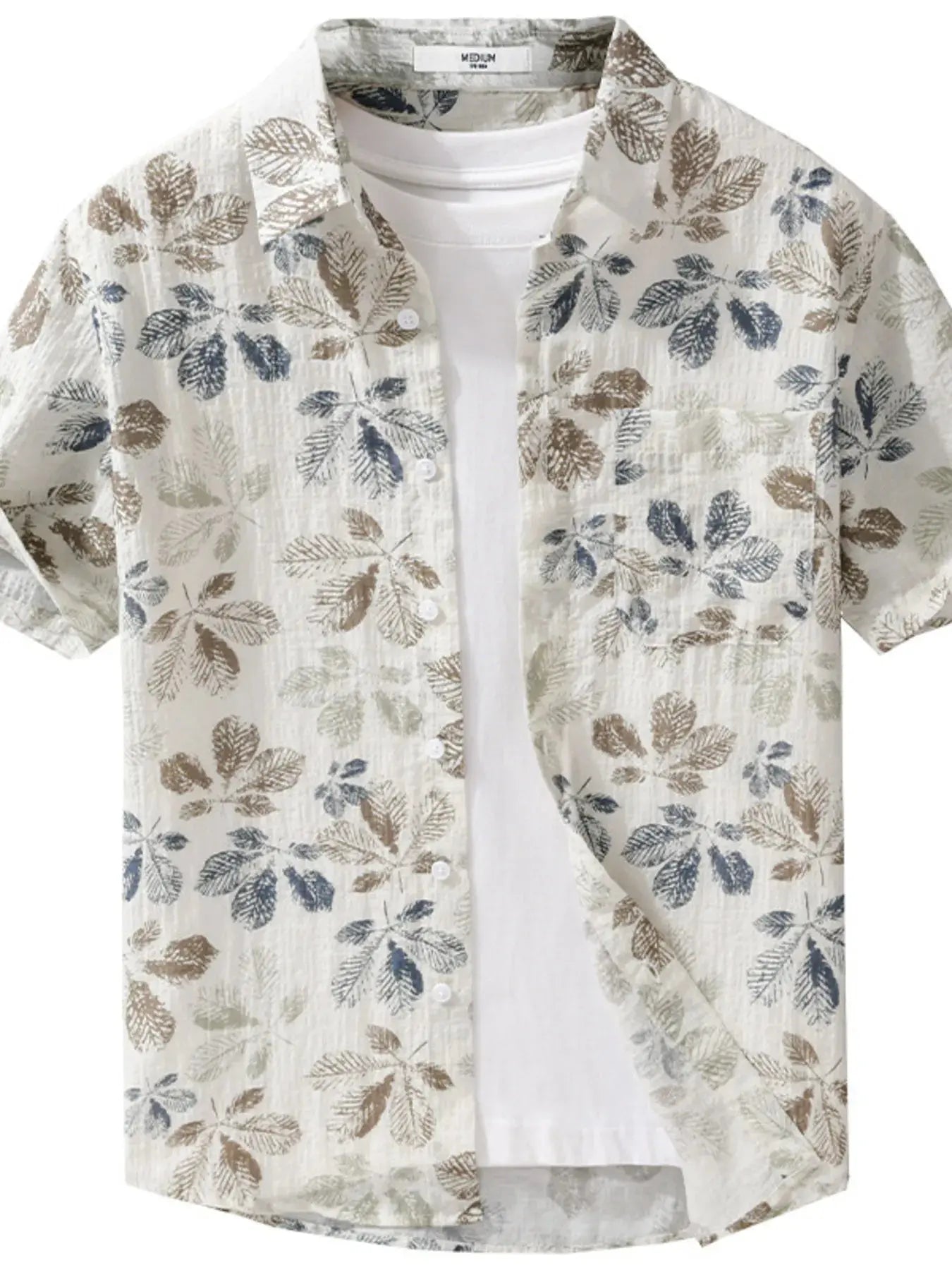 Men's Plus Size Printed Button Up Short Sleeve Shirt Trendsi