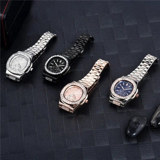 Mens Fashion Alloy Luxury Brand Diamond Gifts Watches Easy Bazaar