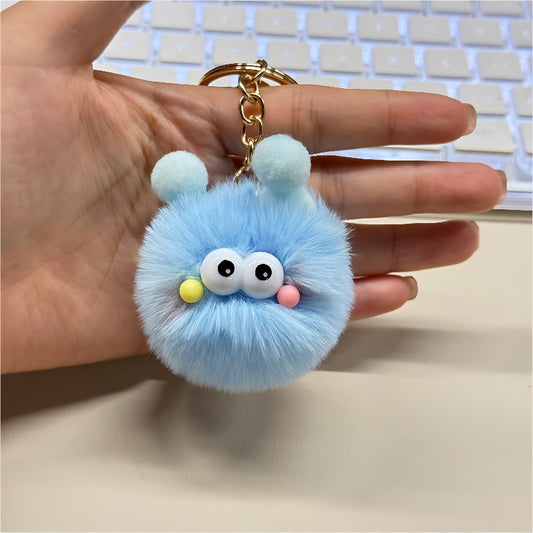 Cute Furry monster plush charm keychain