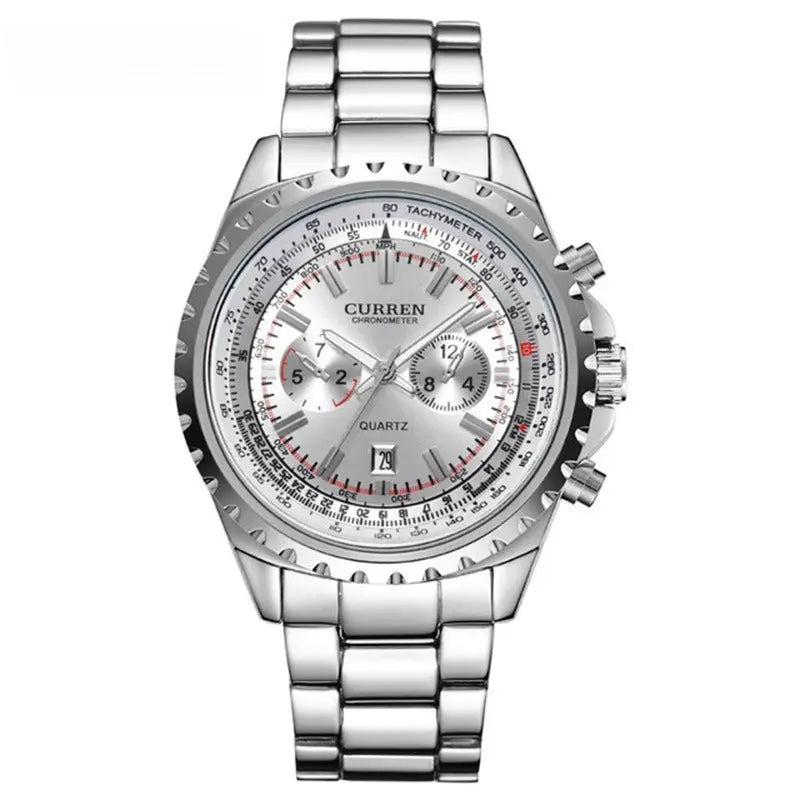 Men's Casual Quartz Movement Steel Band Wrist Business Watch Easy Bazaar