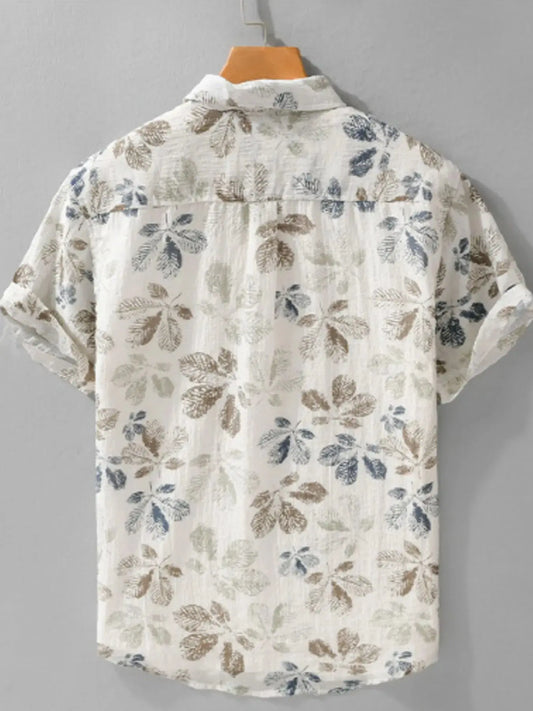 Men's Plus Size Printed Button Up Short Sleeve Shirt Trendsi
