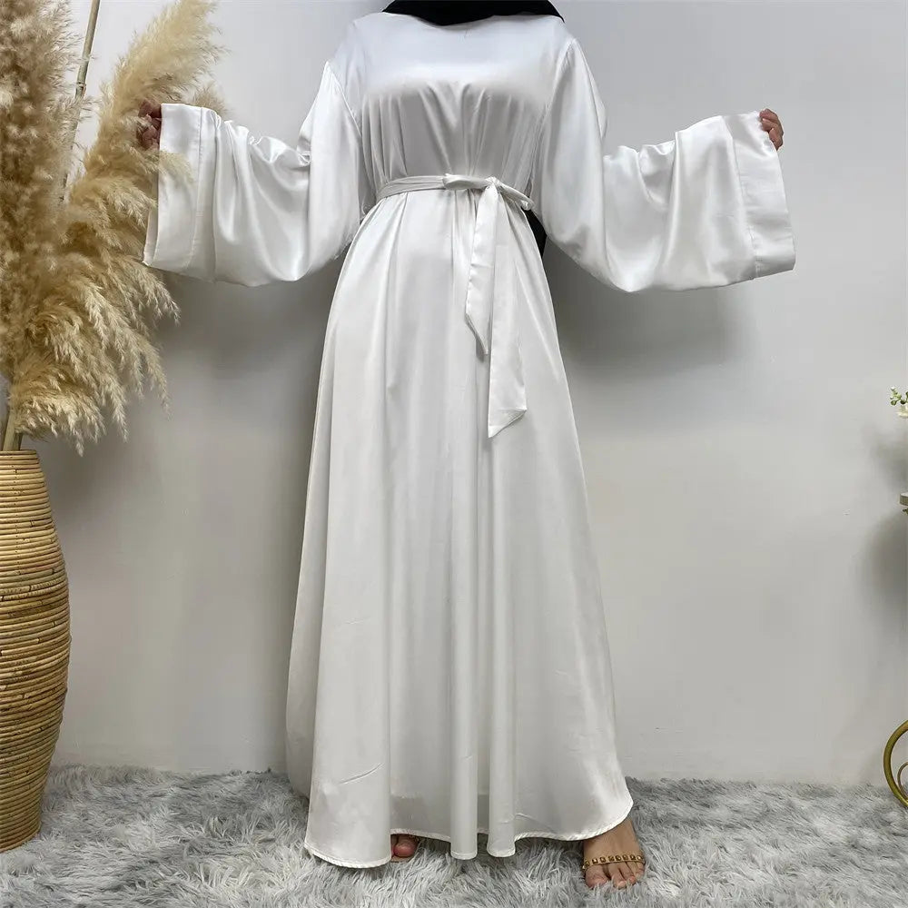 Women's Lace Up Satin Muslim Dress Easy Bazaar