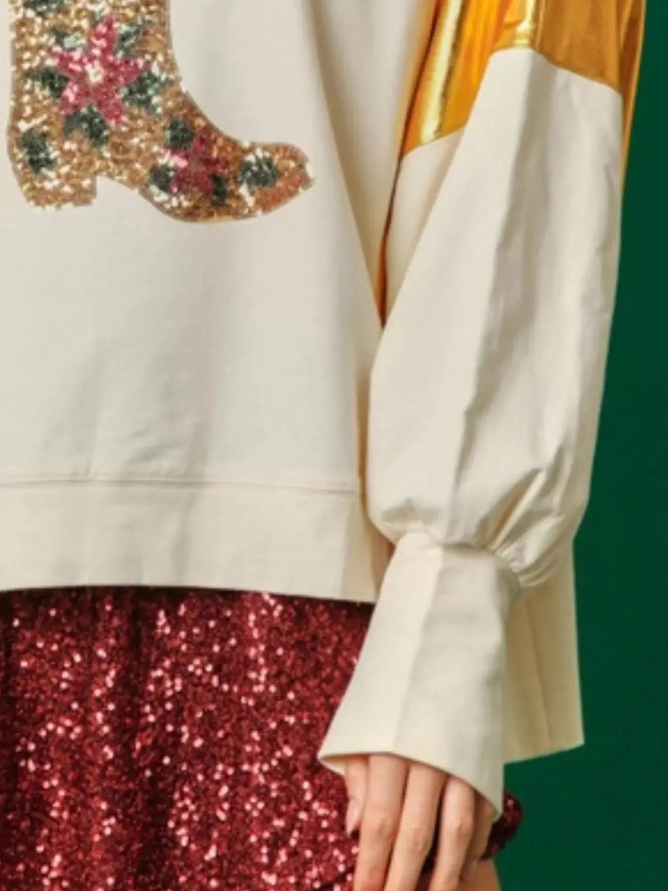 Christmas Sequin Boot Long Sleeve Sweatshirt Trendsi