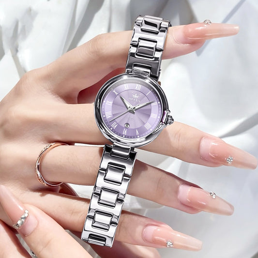 Waterproof quartz watch with calendar for women
