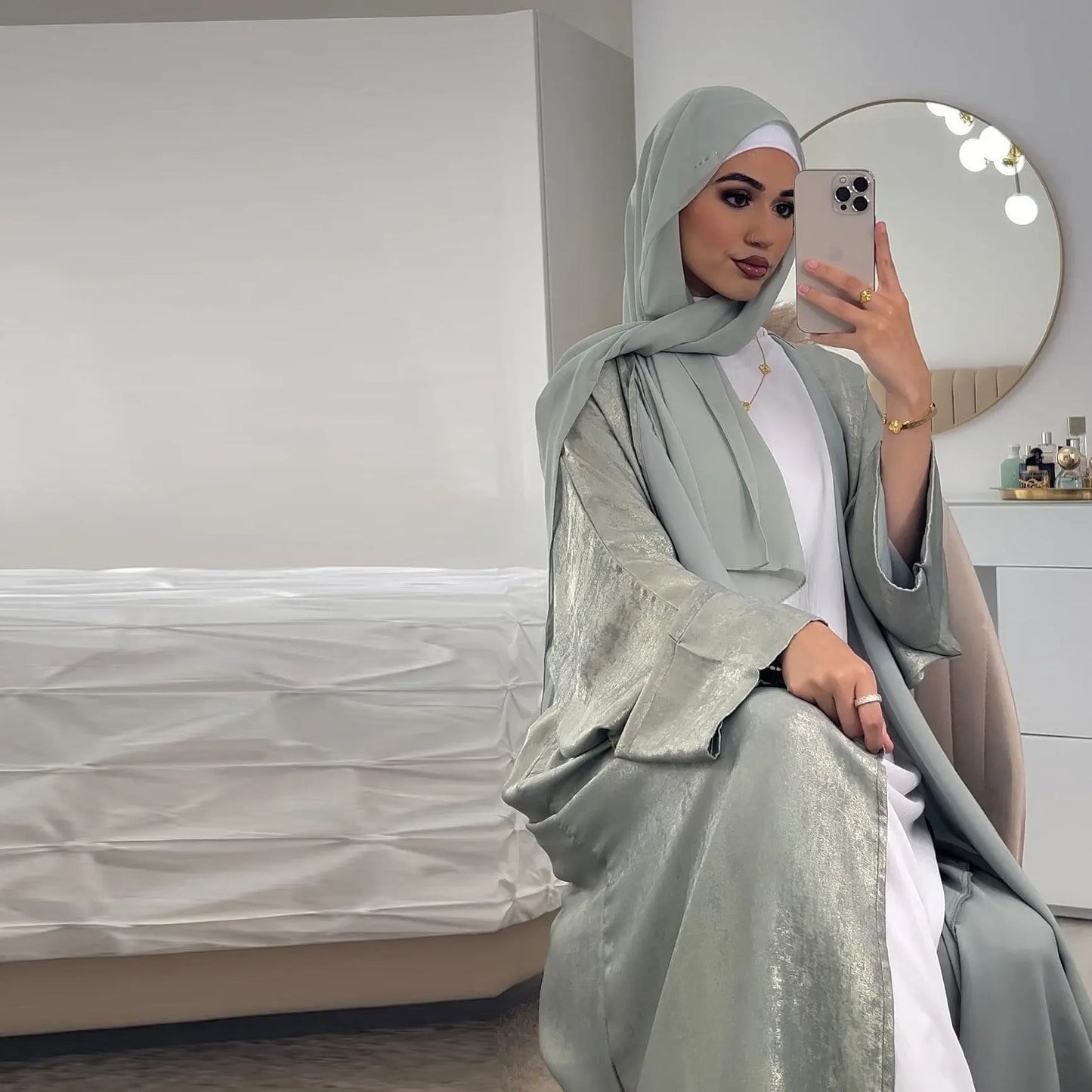 Muslim Fashion Bronzing Robe Abaya Outer Wear Cj dropshipping