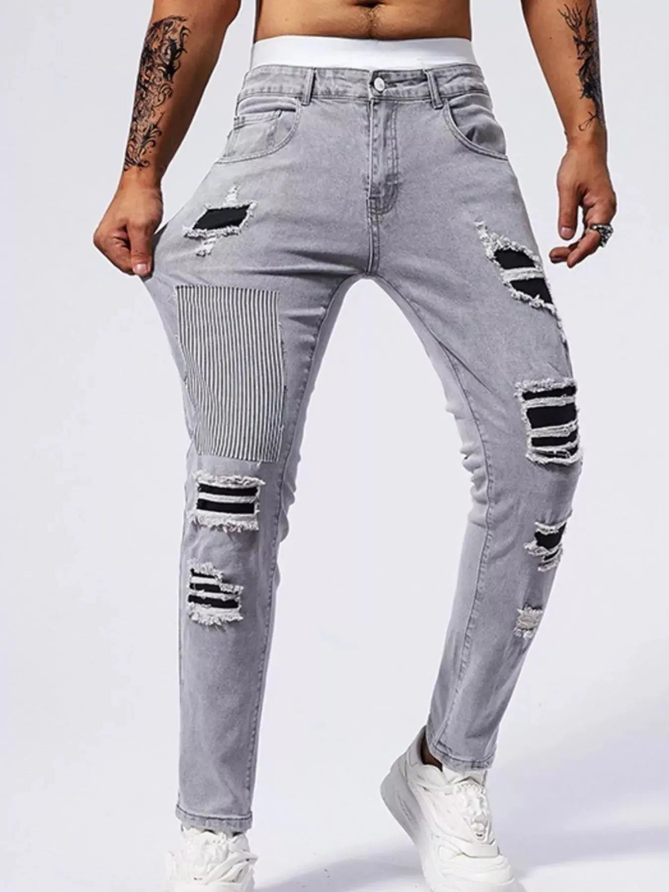 Men's Distressed Slim Fit Jeans Trendsi