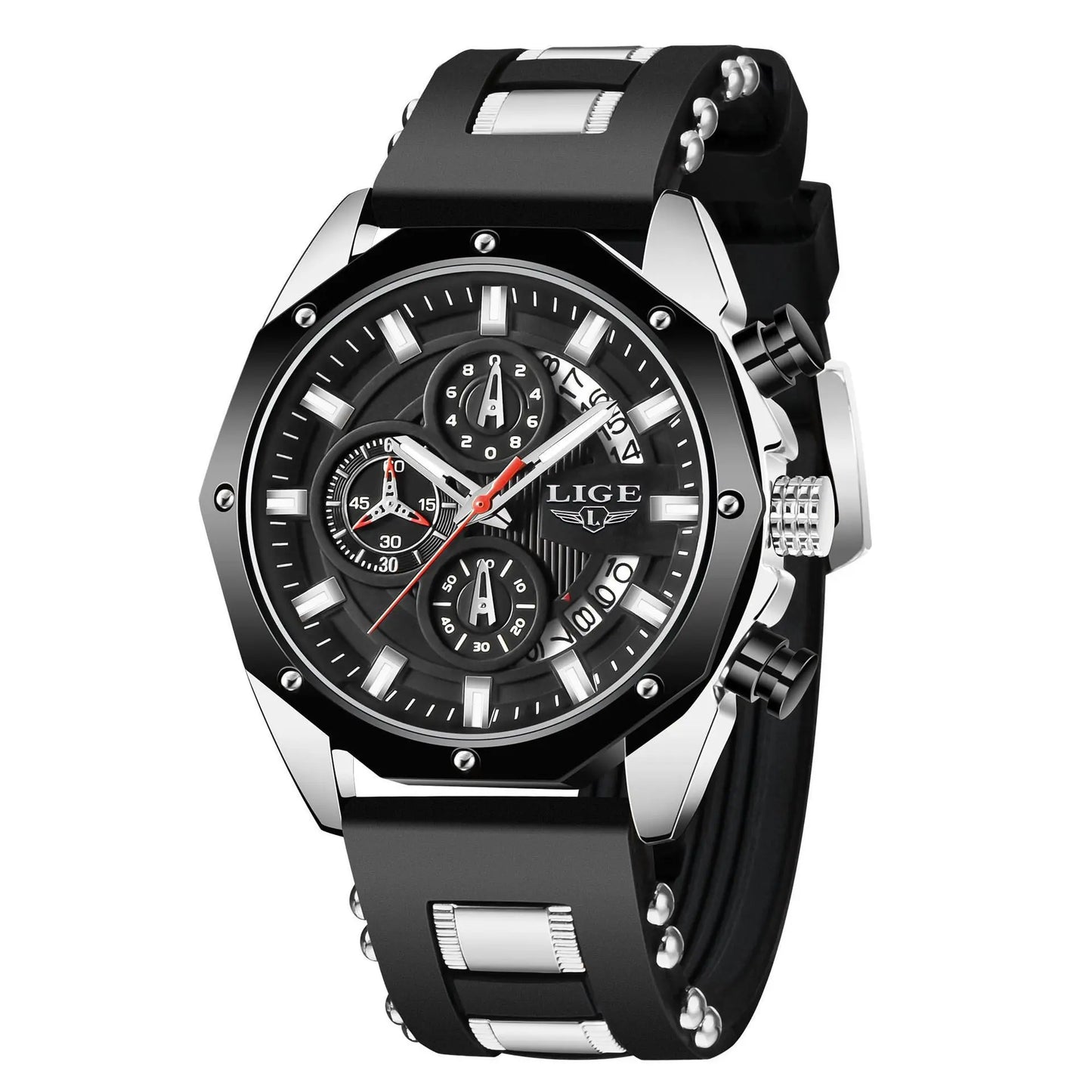 Fashion Mens Watches Top Brand Luxury Silicone Sport Watch Men Quartz Date Clock Waterproof Wristwatch Chronograph Easy Bazaar