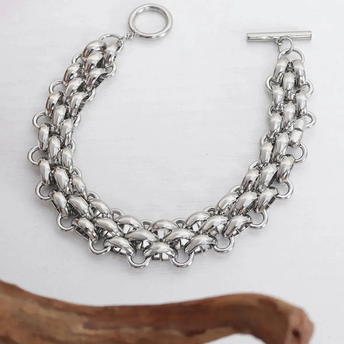Gold Chain Link Jewelry Set with Necklace and Bracelet Trendsi