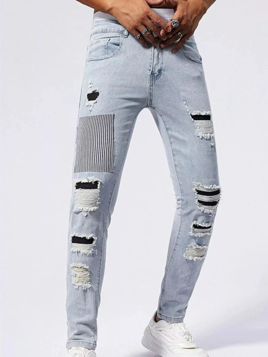 Men's Distressed Slim Fit Jeans Trendsi