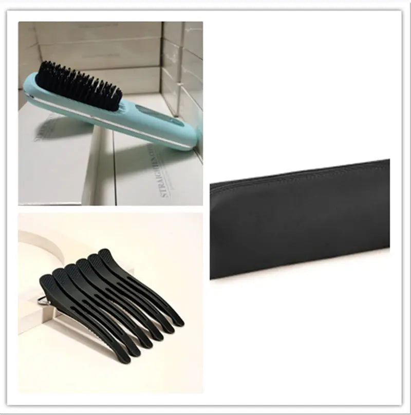 2 In 1 Straight Hair Comb Wireless Hair Straightener Brush Hair Fast Heating Portable Hot Curler USB Charging Easy Bazaar