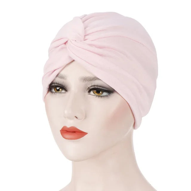 Muslim Women Stretch Cotton Striped Beanie Turban Chemo Hat Head Wrap Cap Headwear for Cancer Patients