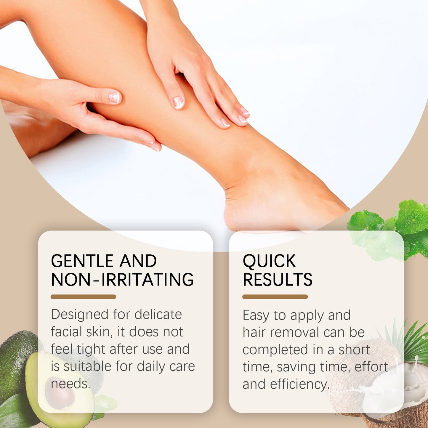 Hoygi Coconut Gentle Facial Hair Removal Cream, Facial Hair Removal Men And Women Lip Hair Beard Gentle Non-Irritating