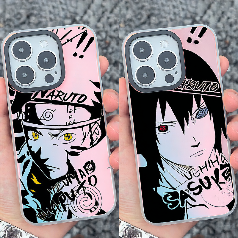 Sharingan Sasuke phone cover naruto case with curse mark design ```  ## Image 2 (Second image): ``` Sharingan Sasuke phone cover showing Uchiha clan symbol and Sharingan eye ```  ## Image 3 (Third image): ``` Sharingan Sasuke phone cover naruto anime case back view design