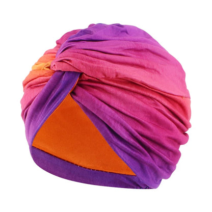 Women Muslim Bohemian style Cap Satin Linned Print Twist