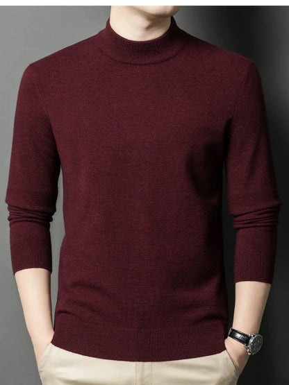 Men's Plus Size Mock Neck Long Sleeve Knit Top Trendsi
