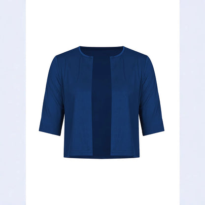 Elegant Two-Piece Set for Women Short-Sleeve Casual Summer Jacket with Printed Dress