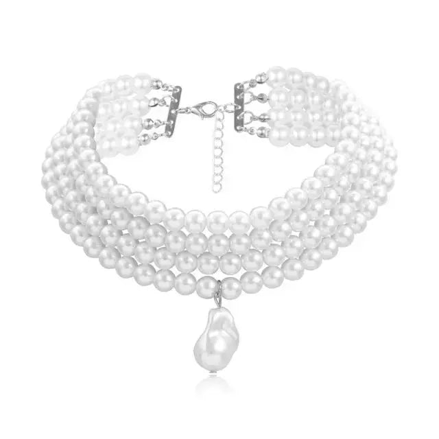 Women Necklace Fashion Simple Ladies Exquisite Temperament Multi Layers Pearl Pendant Clavicle Chain Girl Accessories eprolo