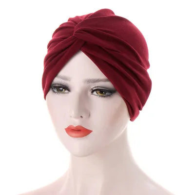 Muslim Women Stretch Cotton Striped Beanie Turban Chemo Hat Head Wrap Cap Headwear for Cancer Patients