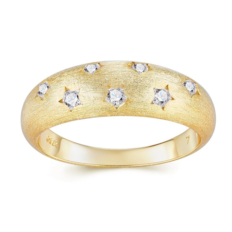 Trendy Star Charm - A Luxurious And Fashionable Light Luxury Jewelry Silver Ring Set With Top-quality Moissanite, S925 Silver Plated Platinum