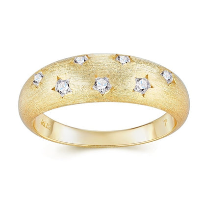 Trendy Star Charm - A Luxurious And Fashionable Light Luxury Jewelry Silver Ring Set With Top-quality Moissanite, S925 Silver Plated Platinum