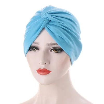 Muslim Women Stretch Cotton Striped Beanie Turban Chemo Hat Head Wrap Cap Headwear for Cancer Patients