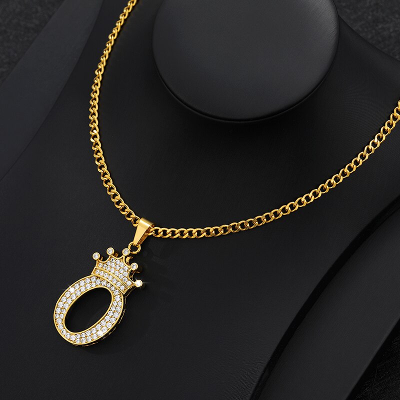 Zircon - Personalized  Alphabet  letter Chain Pendant for Women Men 60CM Gold Chain Jewelry