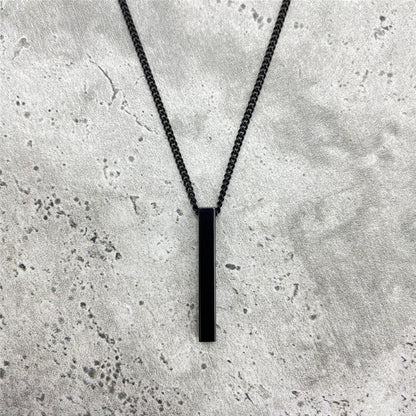 Classic Rectangle Pendant Necklace men Stainless Steel Black color Cuban Chain Necklace For Men Jewelry Gift