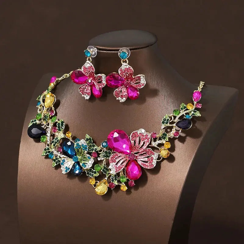 Itacazzo Decorative Props Dreamlike Style Romantic Dazzling Ladies' Necklace Earrings 3 Pcs Set  For Important Occasions eprolo