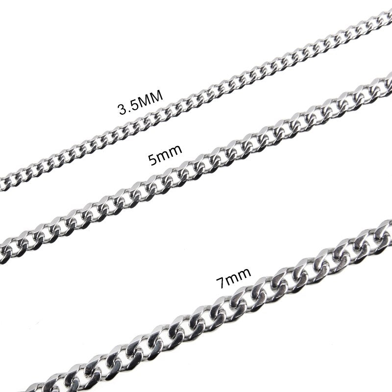 Classic Curb Chain Stainless Steel Necklace for Women Men - Hip Hop Cuban Link Chain Fashion Jewelry