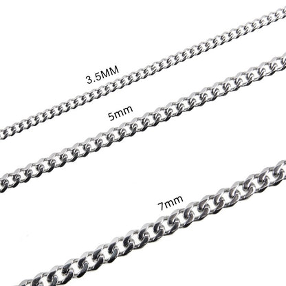 Classic Curb Chain Stainless Steel Necklace for Women Men - Hip Hop Cuban Link Chain Fashion Jewelry