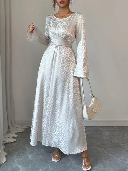 Leopard Long Sleeve Tie Back Maxi Dress Trendsi