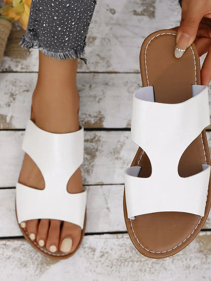 Cutout Open Toe Flat Sandals Trendsi