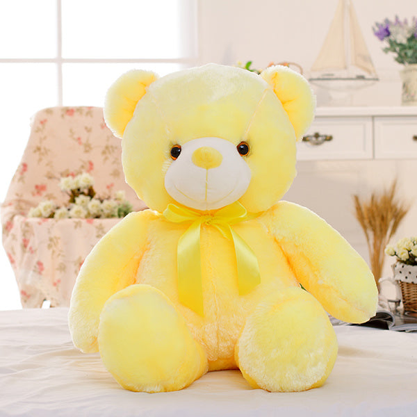 Teddy Bear Stuffed Animals Plush Toy Colorful Glowing Pillow For Kids