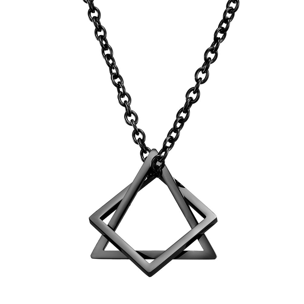 Ins Cold Style Geometric Triangle Square Combination Necklace Hip-Hop Net Red Tide Men And Women Couple Pendants