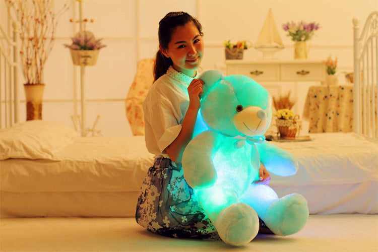 Teddy Bear Stuffed Animals Plush Toy Colorful Glowing Pillow For Kids