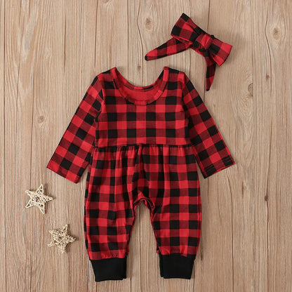 Girls' long-sleeved plaid one-piece two-piece suit eprolo