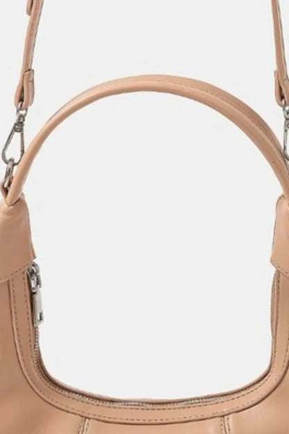 Fame Faux Leather Round Multi Panel Hand Bag Trendsi