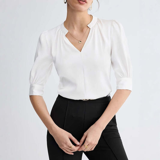 V-Neck Women's Short Sleeve Blouse