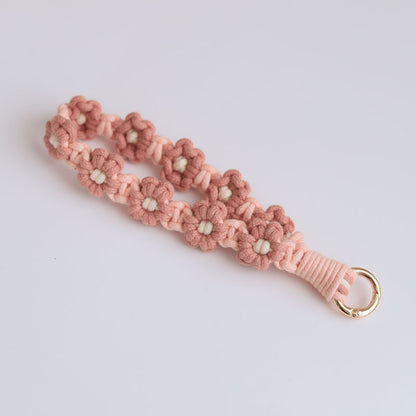 Mobile Phone Pendant Woven Mobile Phone Charm Little Flower Braid Rope Keychain