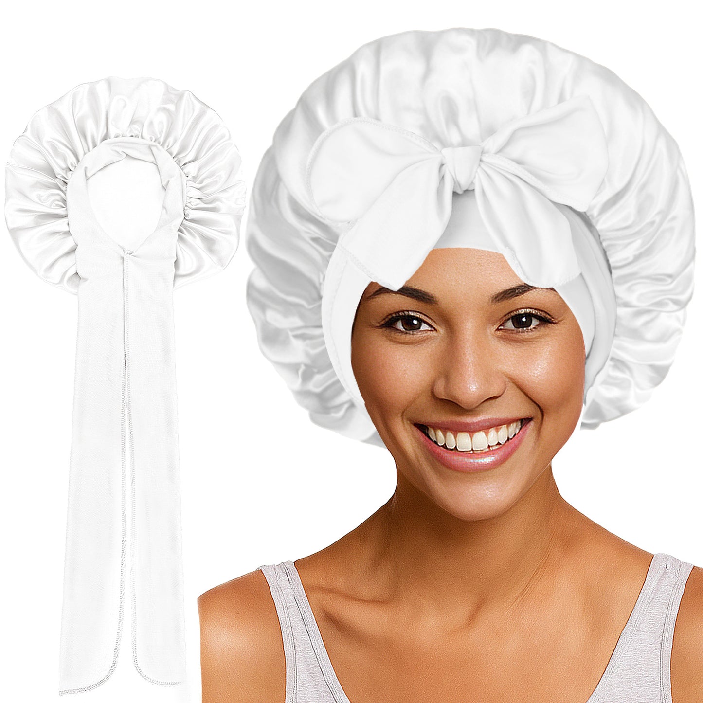 Elastic ribbon satin round hat