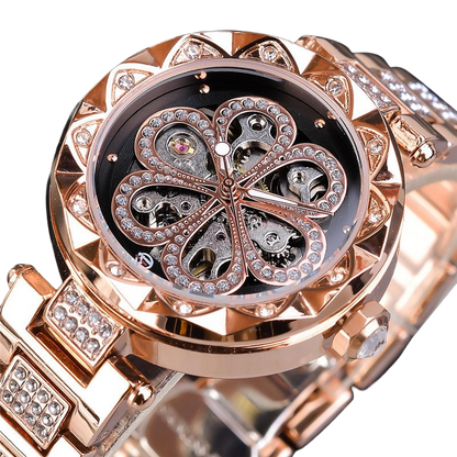 Luxury rhinestone watches rose gold automatic mechanical timepiece ladies wrist