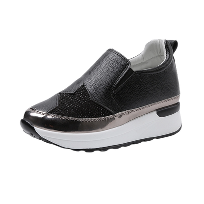 Black rhinestone loafers women's shoes close up detail platform sole