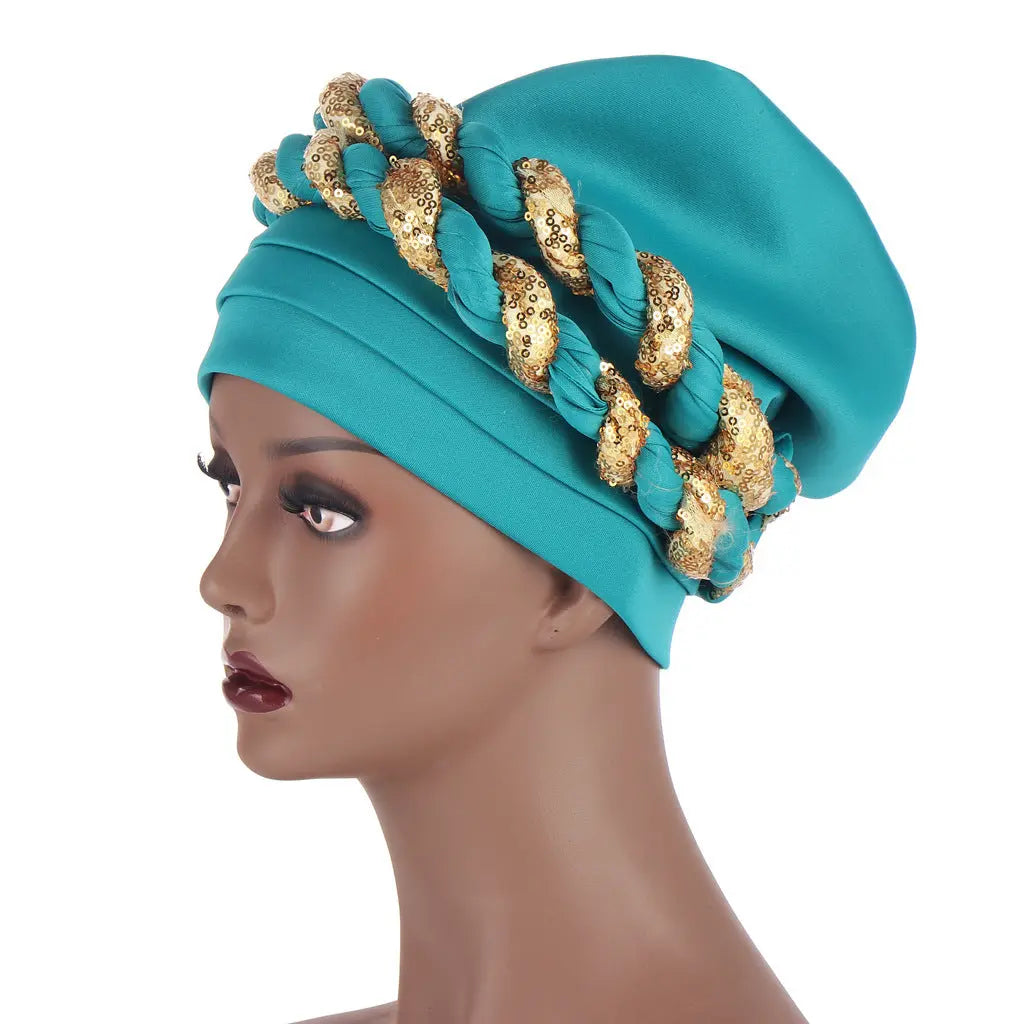 Muslim Double Sequined Turban Hat Easy Bazaar
