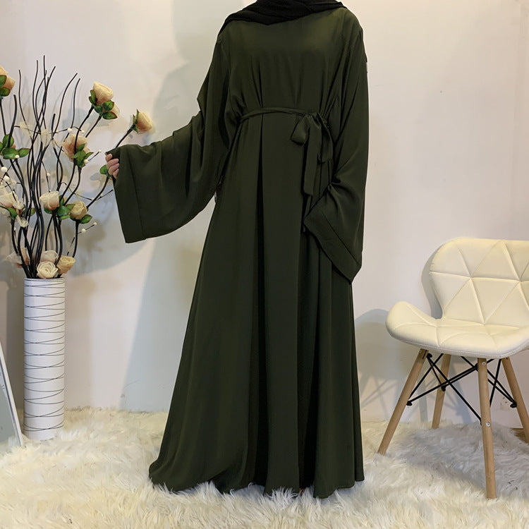 Cross Border long abaya for girls dark green elegant design