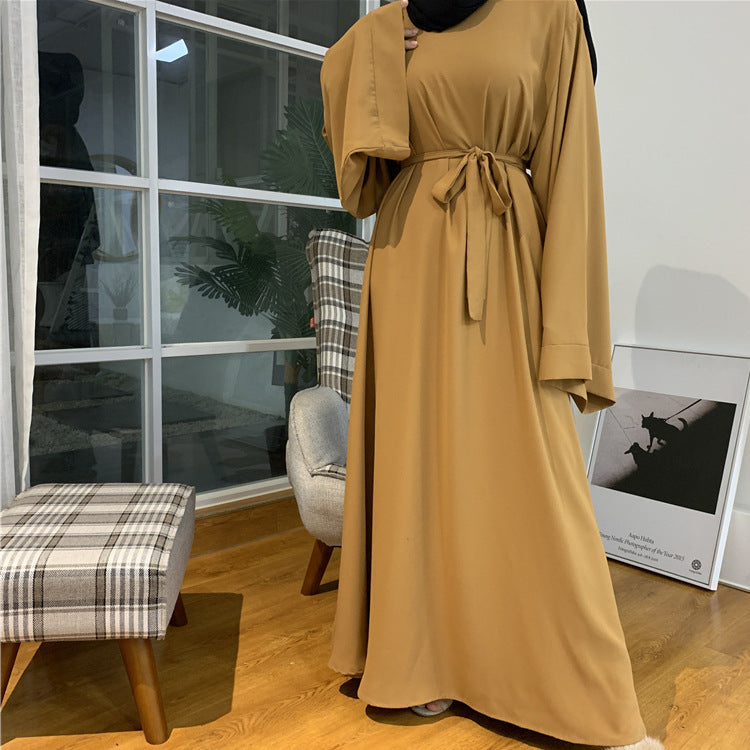 Cross Border long abaya for girls mustard yellow modest wear