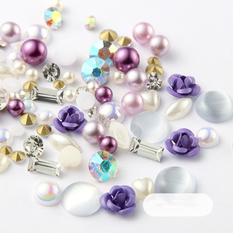  3D nail rhinestones crystal nail art decoration rainbow multi color rose diamond gems assorted set