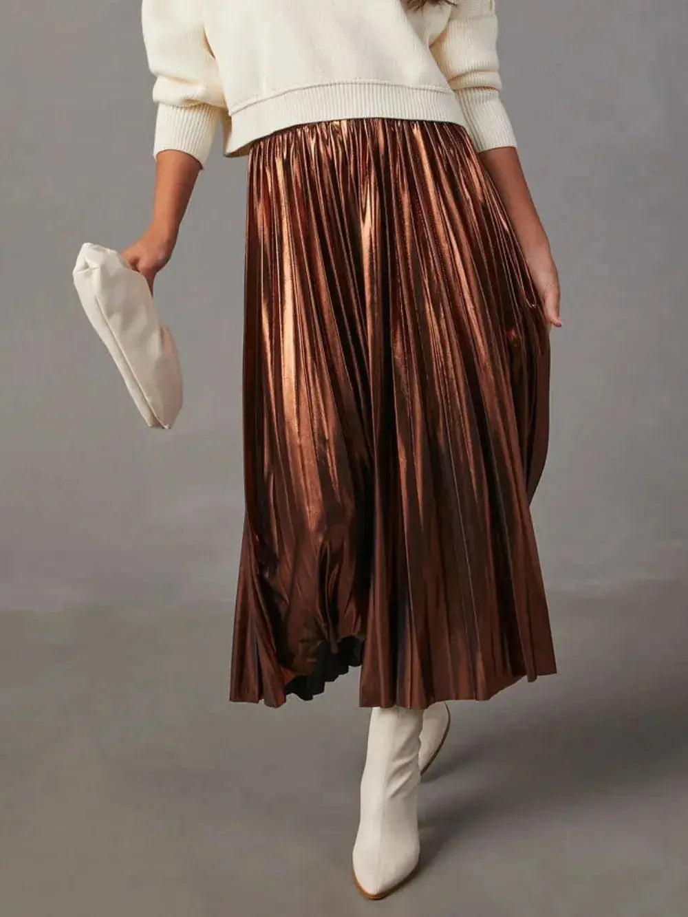 Pleated Midi Skirt Trendsi
