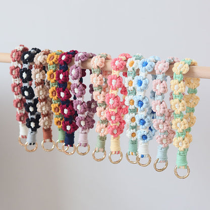 Mobile Phone Pendant Woven Mobile Phone Charm Little Flower Braid Rope Keychain