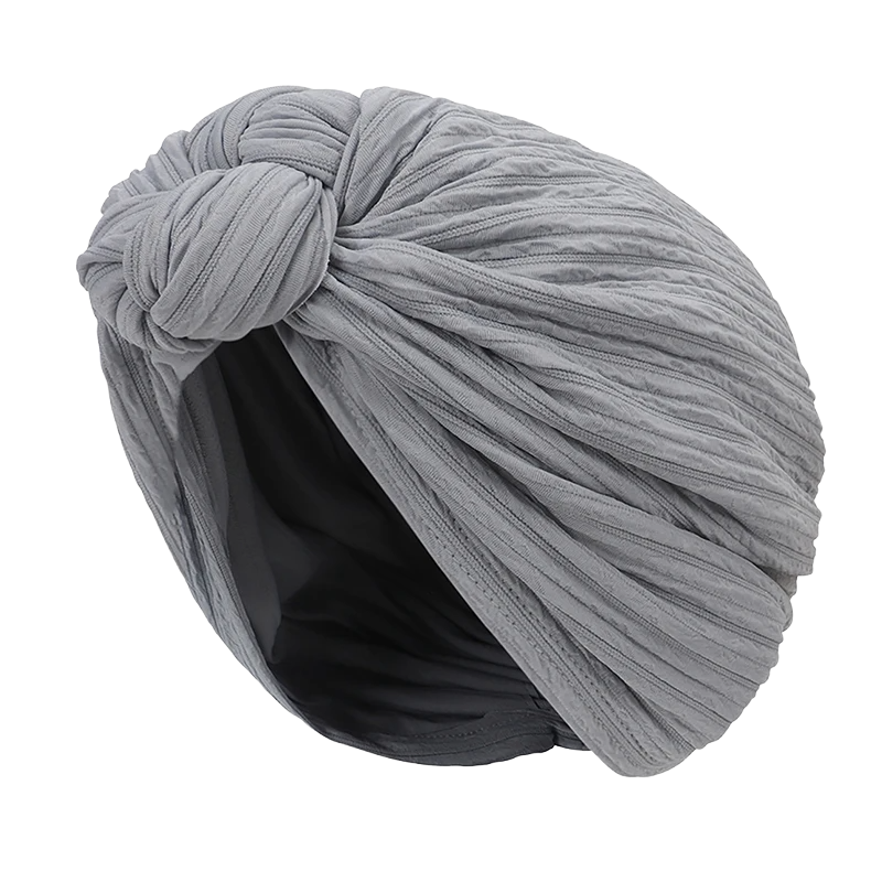Turban Headscarf for women - stylish grey fabric headband with twisted design.